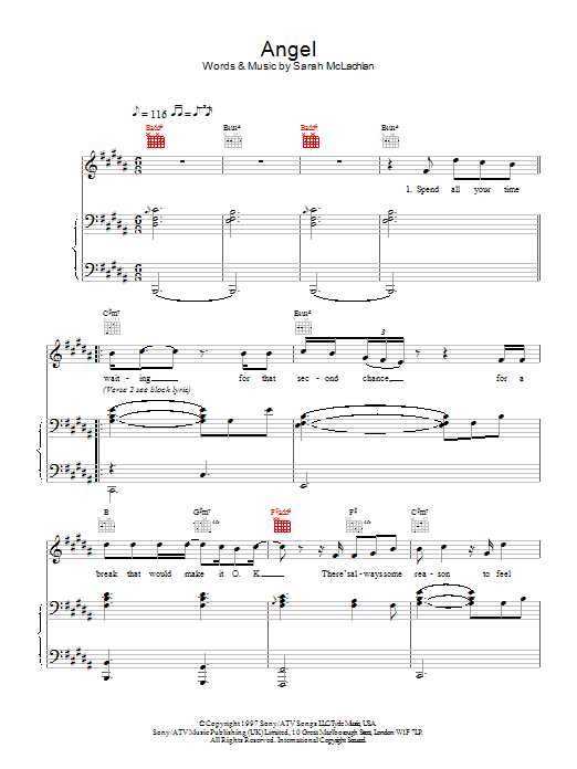 Westlife Angel Sheet Music Notes & Chords for Piano, Vocal & Guitar - Download or Print PDF