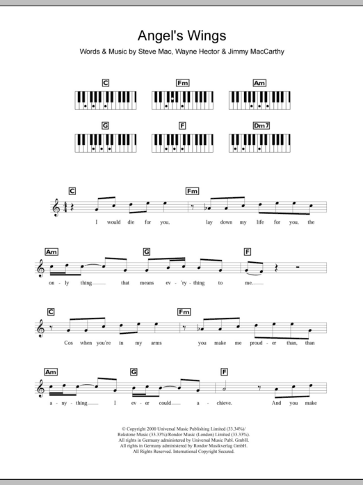 Westlife Angel's Wings Sheet Music Notes & Chords for Keyboard - Download or Print PDF