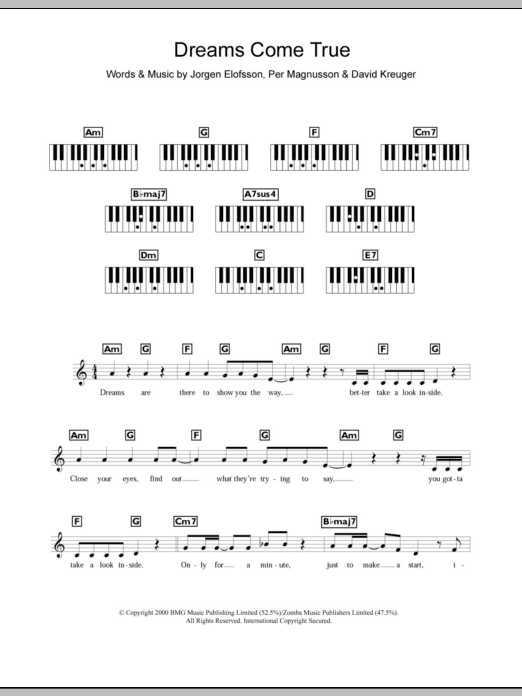 Westlife Dreams Come True Sheet Music Notes & Chords for Keyboard - Download or Print PDF Westlife Dreams Come True Sheet Music Notes & Chords for Keyboard - Download or Print PDF