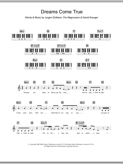 Westlife Dreams Come True Sheet Music Notes & Chords for Keyboard - Download or Print PDF