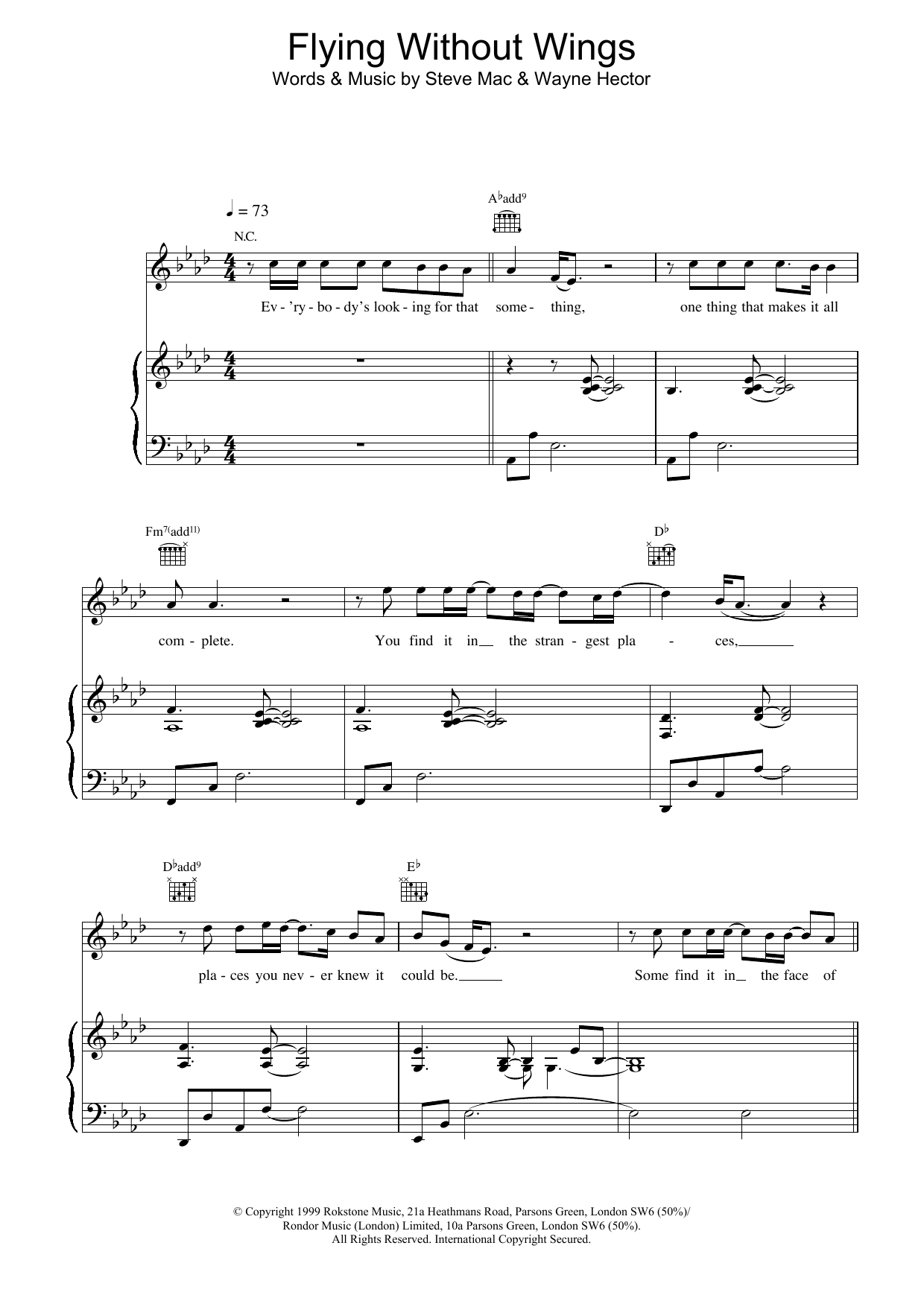 Westlife Flying Without Wings sheet music notes and chords. Download Printable PDF.