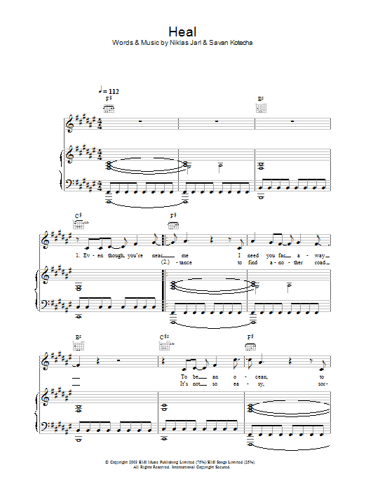 Westlife Heal Sheet Music Notes & Chords for Piano, Vocal & Guitar - Download or Print PDF