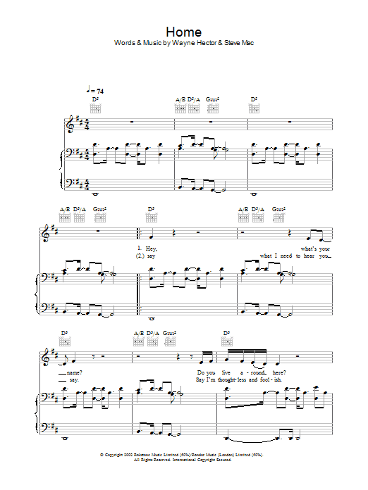 Westlife Home Sheet Music Notes & Chords for Piano, Vocal & Guitar - Download or Print PDF