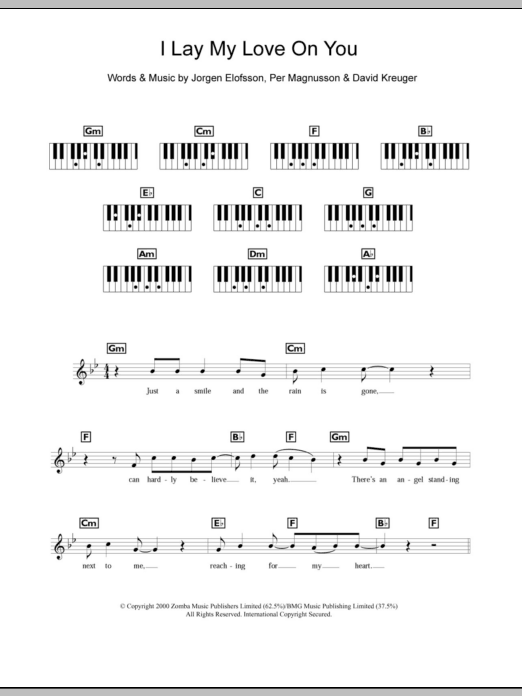 Westlife I Lay My Love On You Sheet Music Notes & Chords for Keyboard - Download or Print PDF