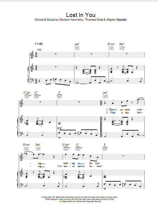 Westlife Lost In You Sheet Music Notes & Chords for Piano, Vocal & Guitar - Download or Print PDF