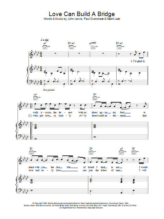 Westlife Love Can Build A Bridge Sheet Music Notes & Chords for Piano, Vocal & Guitar - Download or Print PDF