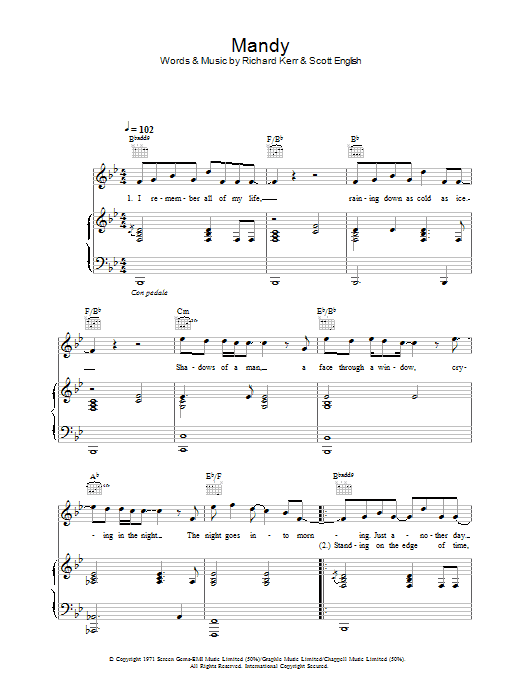 Westlife Mandy Sheet Music Notes & Chords for Piano, Vocal & Guitar - Download or Print PDF