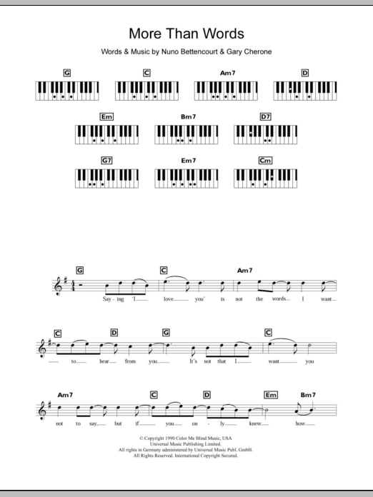 Westlife More Than Words Sheet Music Notes & Chords for Keyboard - Download or Print PDF