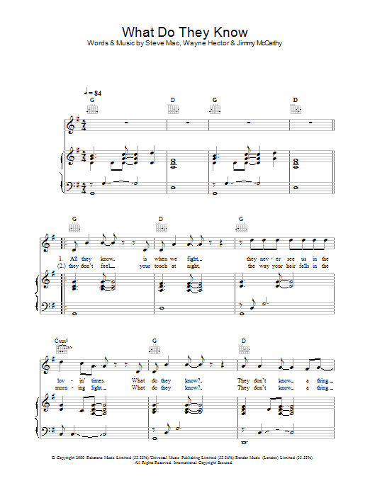 Westlife What Do They Know Sheet Music Notes & Chords for Piano, Vocal & Guitar - Download or Print PDF