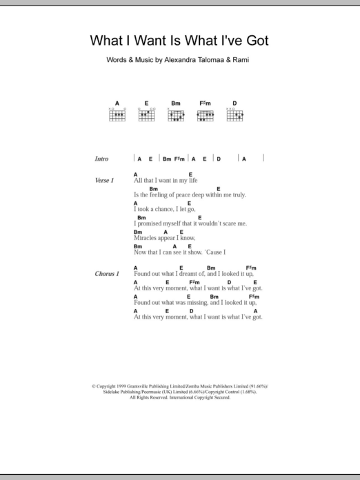 Westlife What I Want Is What I've Got Sheet Music Notes & Chords for Lyrics & Chords - Download or Print PDF