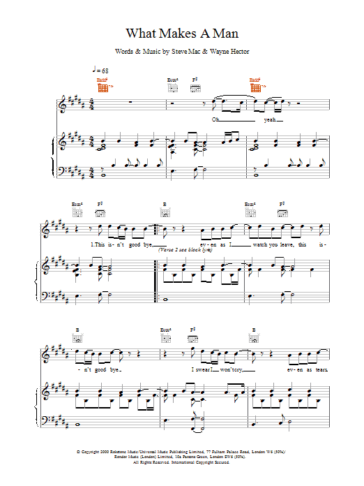 Westlife What Makes A Man Sheet Music Notes & Chords for Piano, Vocal & Guitar - Download or Print PDF