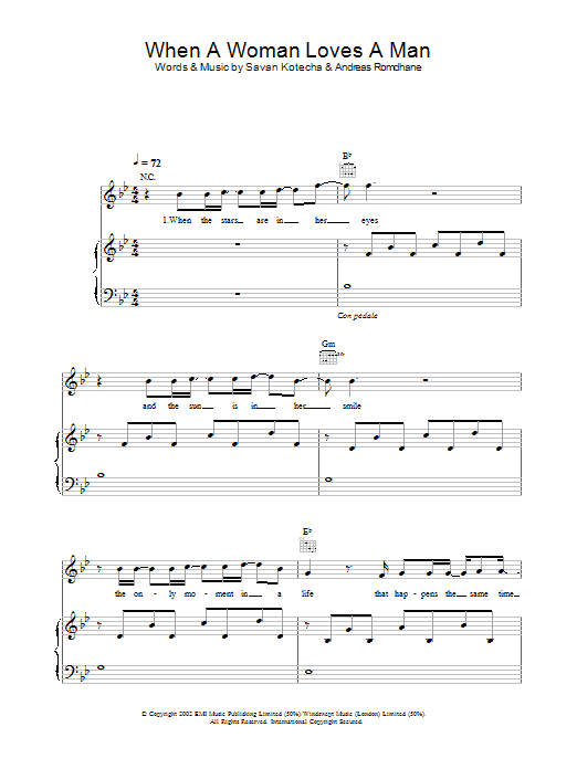 Westlife When A Woman Loves A Man Sheet Music Notes & Chords for Piano, Vocal & Guitar - Download or Print PDF