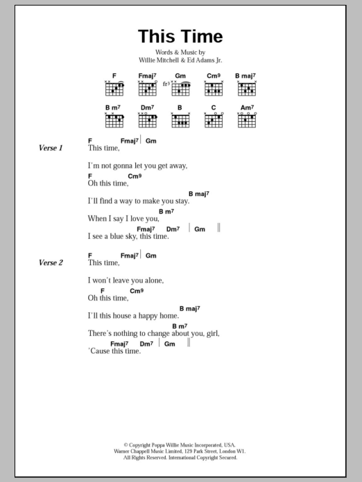 Wet Wet Wet This Time Sheet Music Notes & Chords for Lyrics & Chords - Download or Print PDF