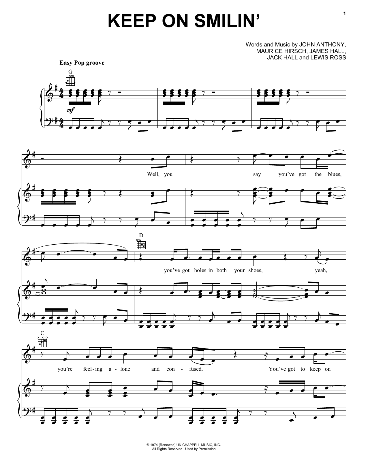 Wet Willie Keep On Smilin' Sheet Music Notes & Chords for Piano, Vocal & Guitar (Right-Hand Melody) - Download or Print PDF