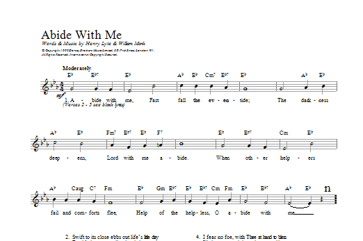 William H. Monk Abide With Me Sheet Music Notes & Chords for Melody Line & Chords - Download or Print PDF