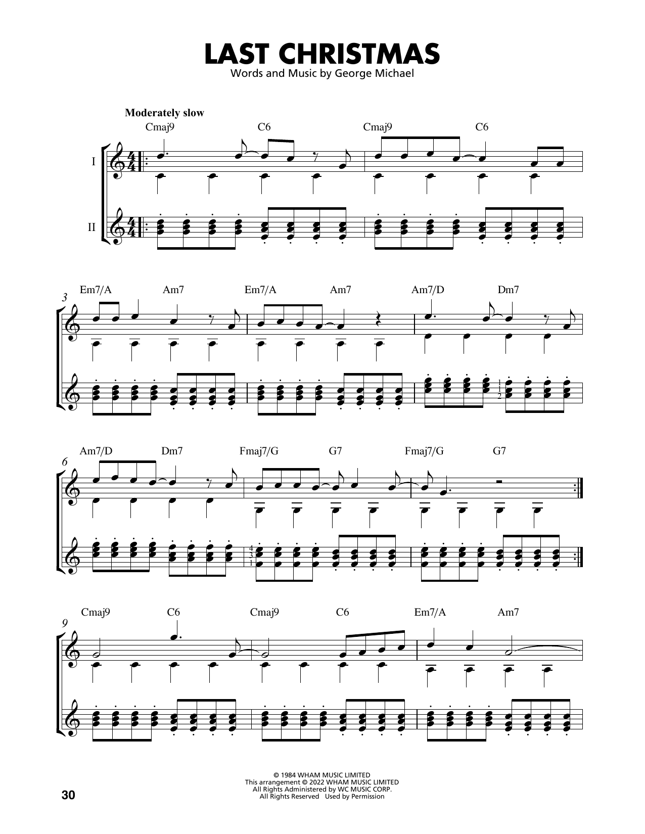 Wham! Last Christmas (arr. Mark Phillips) Sheet Music Notes & Chords for Easy Guitar Tab - Download or Print PDF