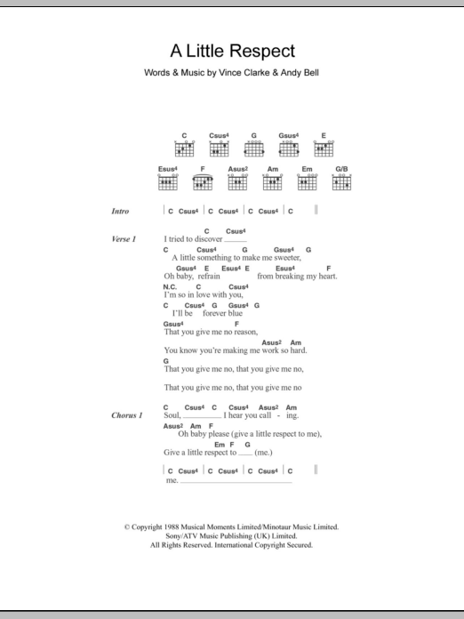 Wheatus A Little Respect Sheet Music Notes & Chords for Guitar Chords/Lyrics - Download or Print PDF