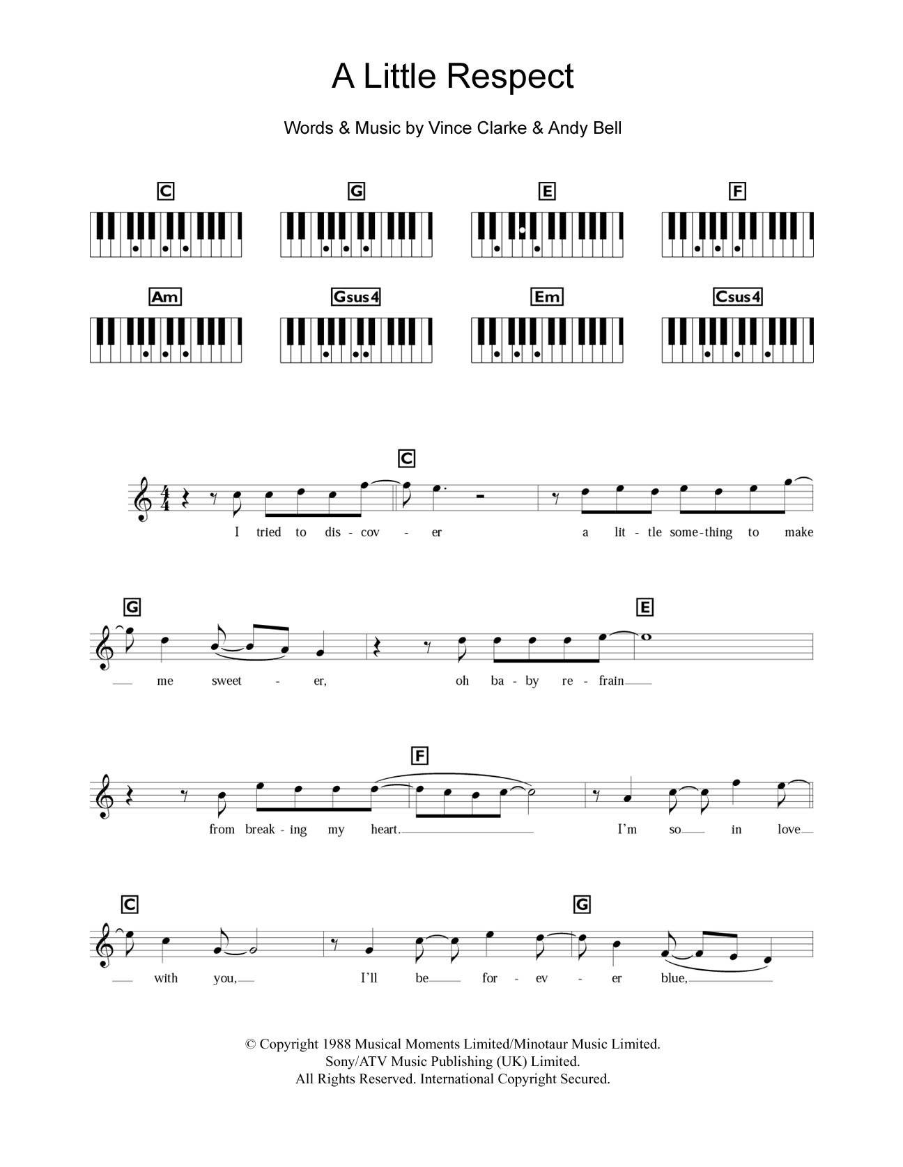 Wheatus A Little Respect Sheet Music Notes & Chords for Keyboard - Download or Print PDF