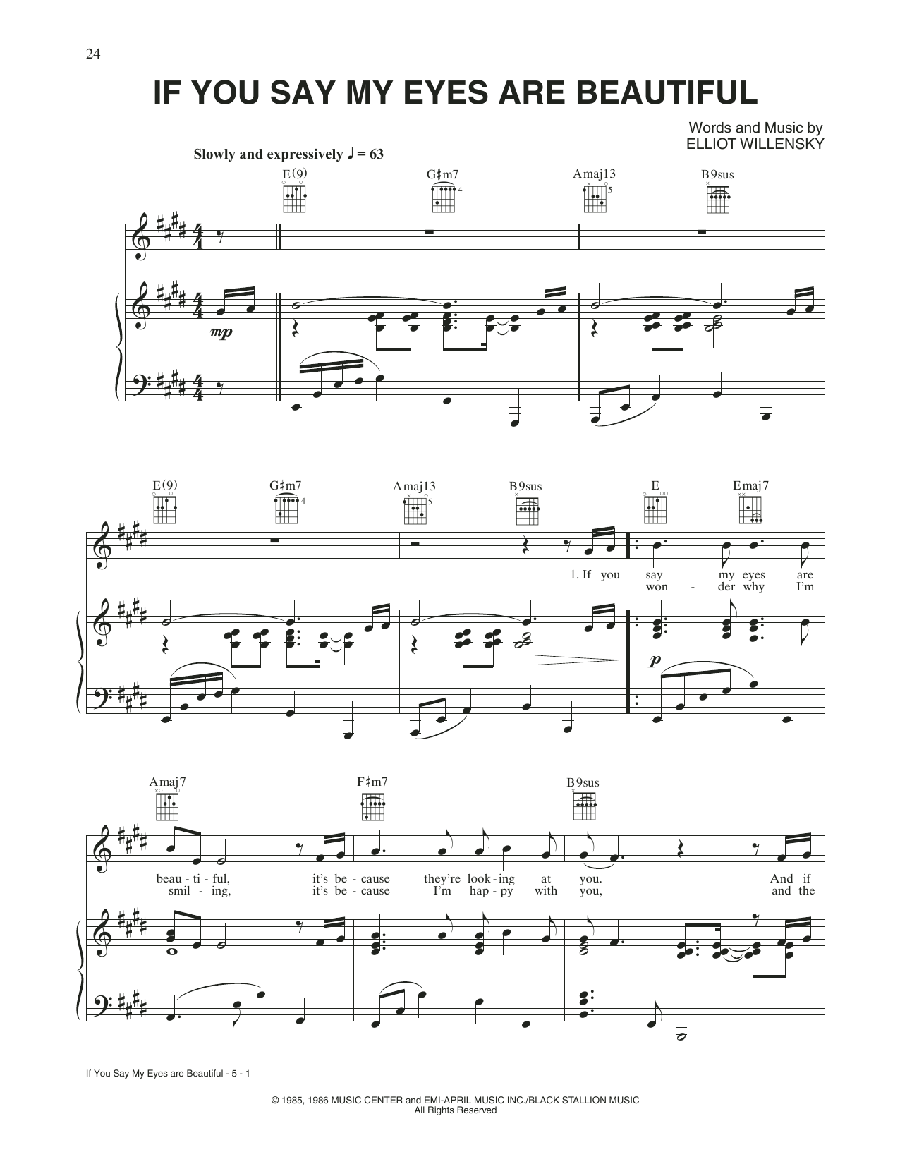 Whitney Houston and Jermaine Jackson If You Say My Eyes Are Beautiful Sheet Music Notes & Chords for Piano, Vocal & Guitar Chords (Right-Hand Melody) - Download or Print PDF