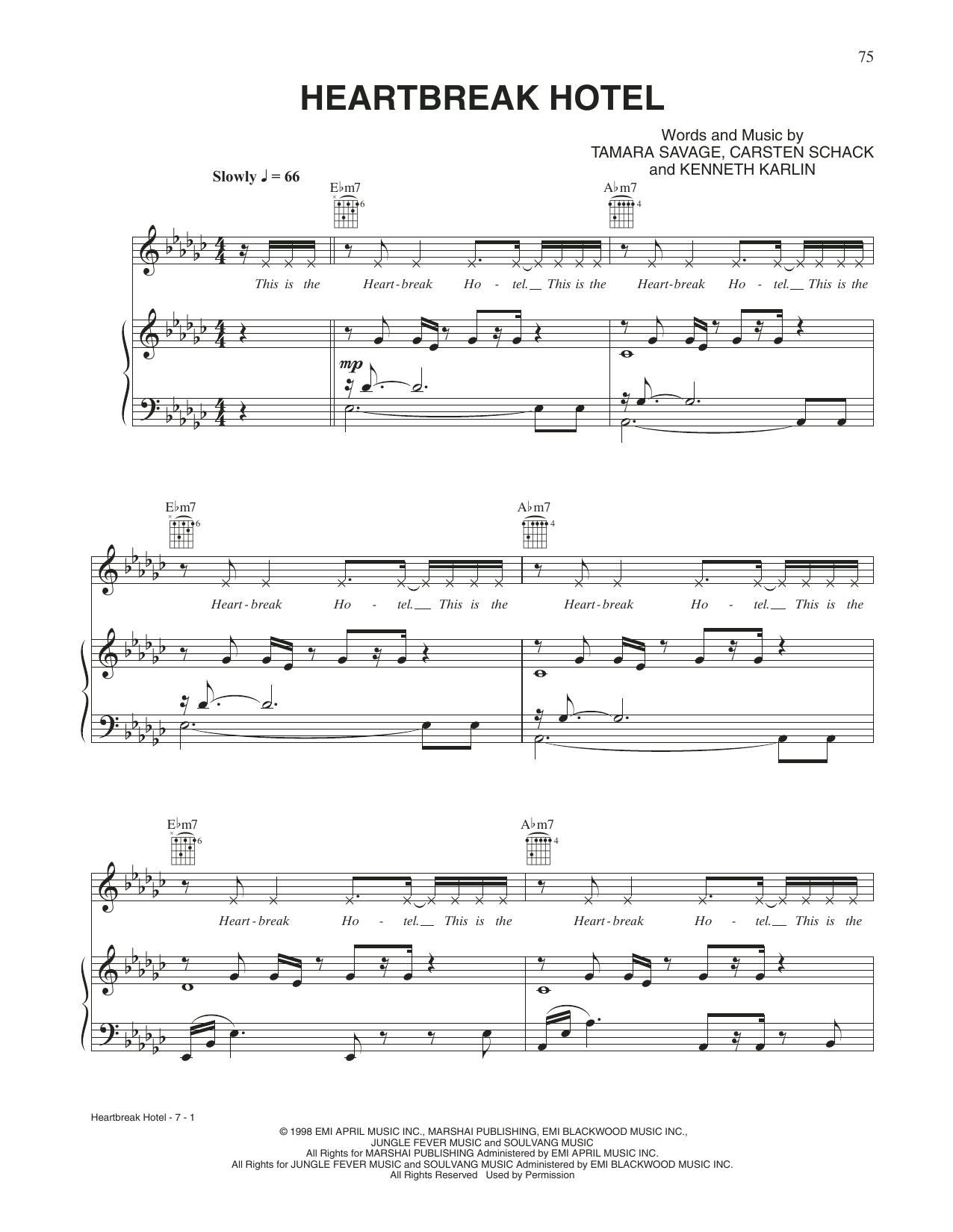 Whitney Houston, Faith Evans and Kelly Price Heartbreak Hotel Sheet Music Notes & Chords for Piano, Vocal & Guitar Chords (Right-Hand Melody) - Download or Print PDF