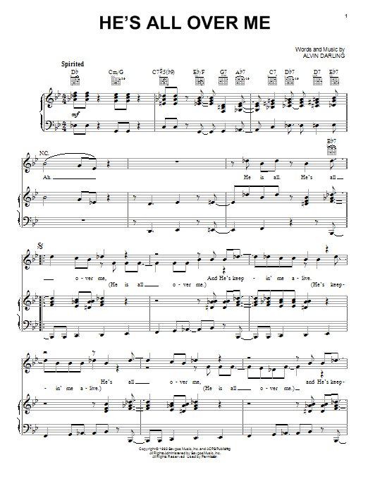 Whitney Houston He's All Over Me Sheet Music Notes & Chords for Piano, Vocal & Guitar (Right-Hand Melody) - Download or Print PDF