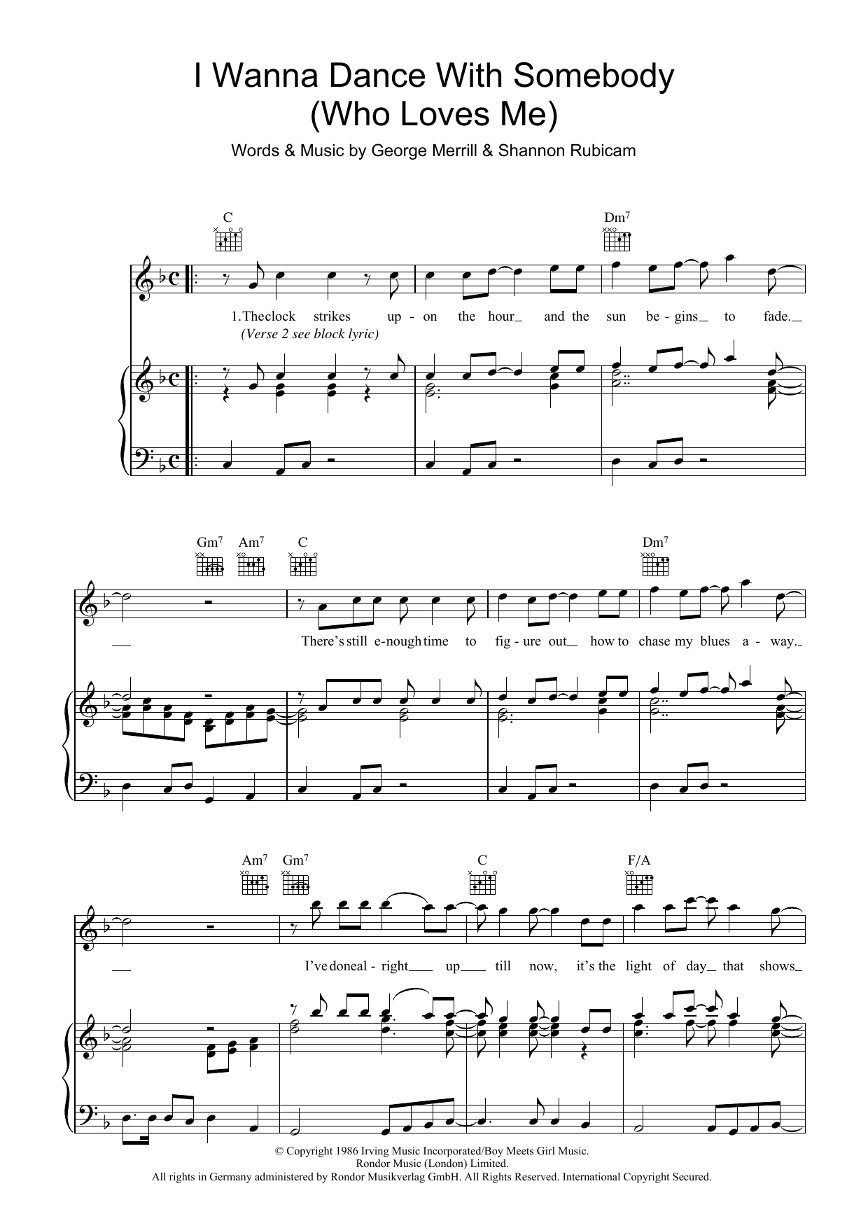 Whitney Houston I Wanna Dance With Somebody (Who Loves Me) Sheet Music Notes & Chords for Beginner Piano - Download or Print PDF