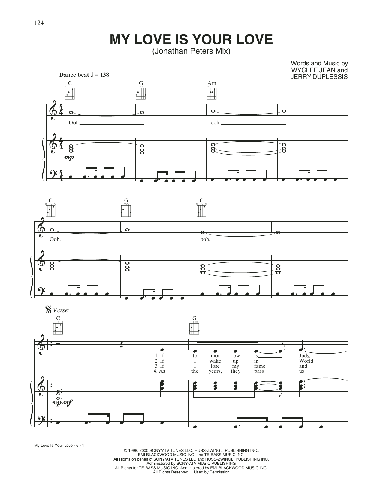 Whitney Houston My Love Is Your Love (feat. Dyme) (Jonathan Peters Mix) Sheet Music Notes & Chords for Piano, Vocal & Guitar Chords (Right-Hand Melody) - Download or Print PDF