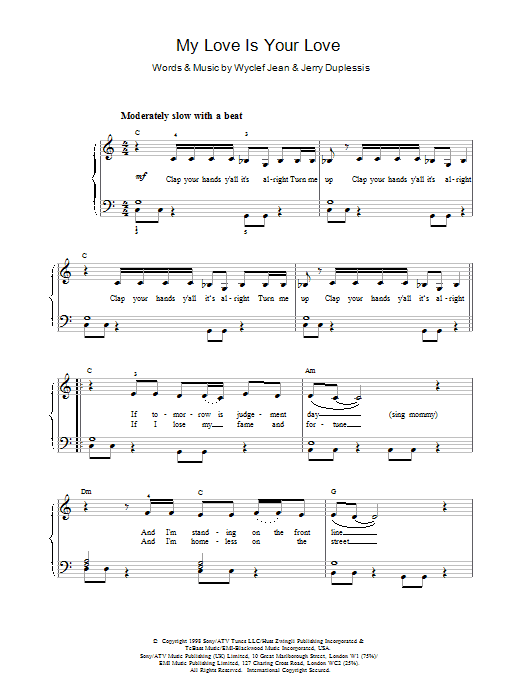 Whitney Houston My Love Is Your Love Sheet Music Notes & Chords for Piano, Vocal & Guitar (Right-Hand Melody) - Download or Print PDF