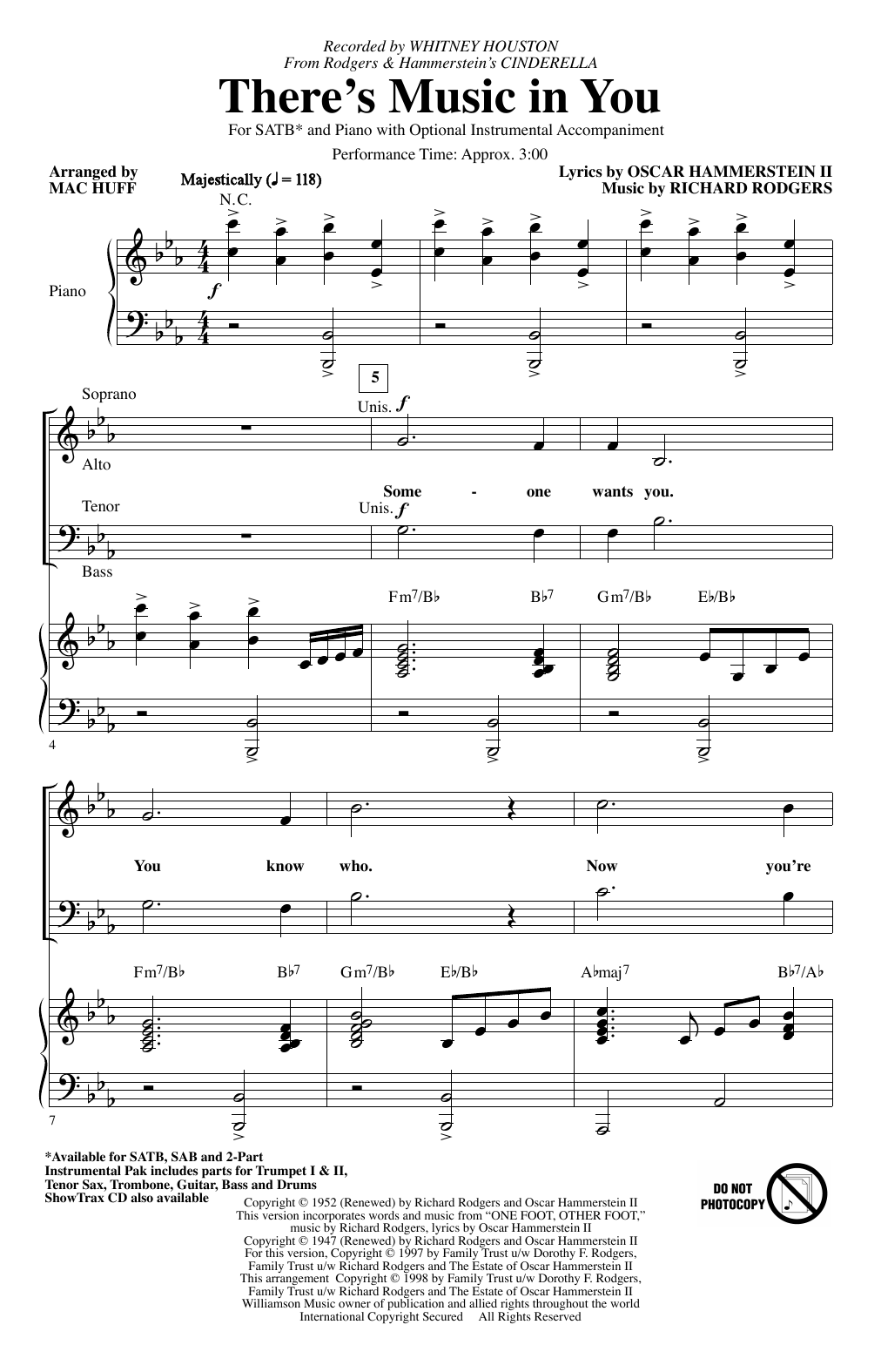 Whitney Houston There's Music In You (from Cinderella) (arr. Mac Huff) Sheet Music Notes & Chords for 2-Part Choir - Download or Print PDF