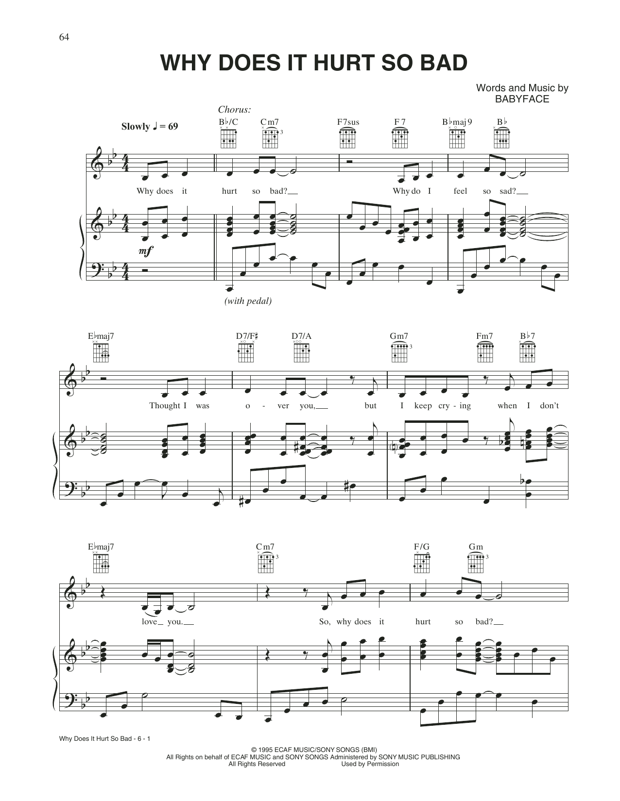 Whitney Houston Why Does It Hurt So Bad Sheet Music Notes & Chords for Piano, Vocal & Guitar Chords (Right-Hand Melody) - Download or Print PDF