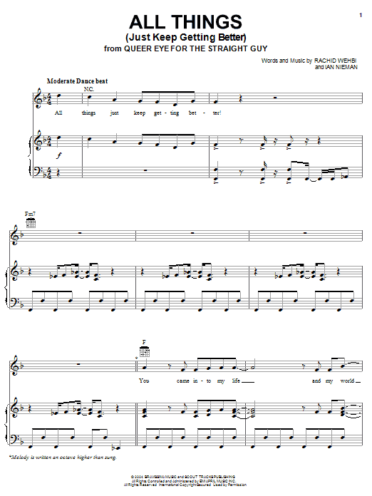 Widelife All Things (Just Keep Getting Better) Sheet Music Notes & Chords for Piano, Vocal & Guitar (Right-Hand Melody) - Download or Print PDF