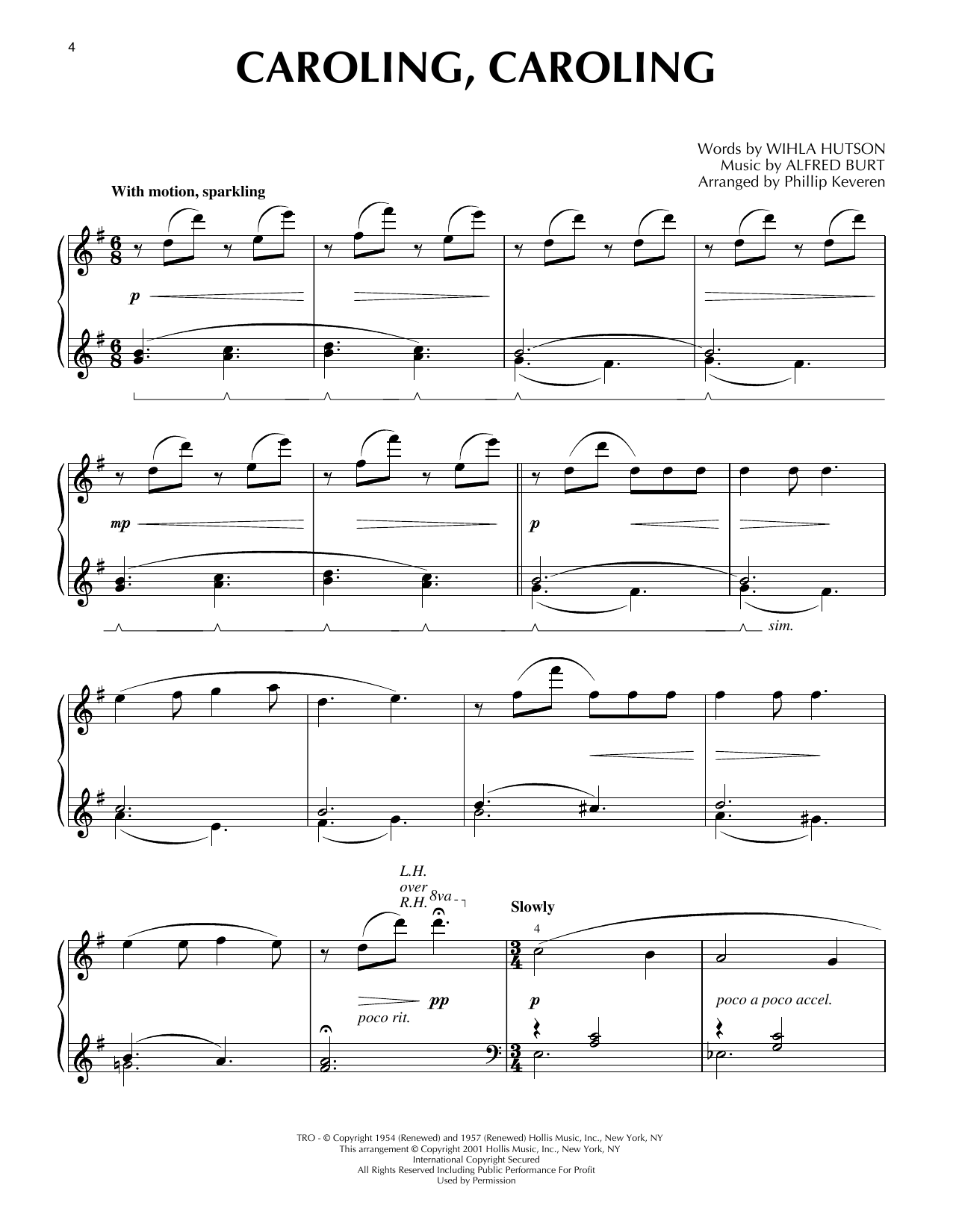 Wihla Hutson and Alfred Burt Caroling, Caroling [Jazz version] (arr. Phillip Keveren) Sheet Music Notes & Chords for Piano Solo - Download or Print PDF