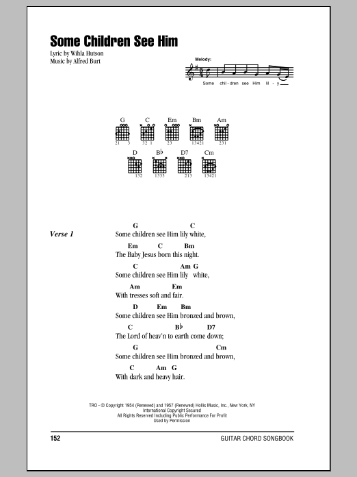 Wihla Hutson Some Children See Him Sheet Music Notes & Chords for Lyrics & Chords - Download or Print PDF