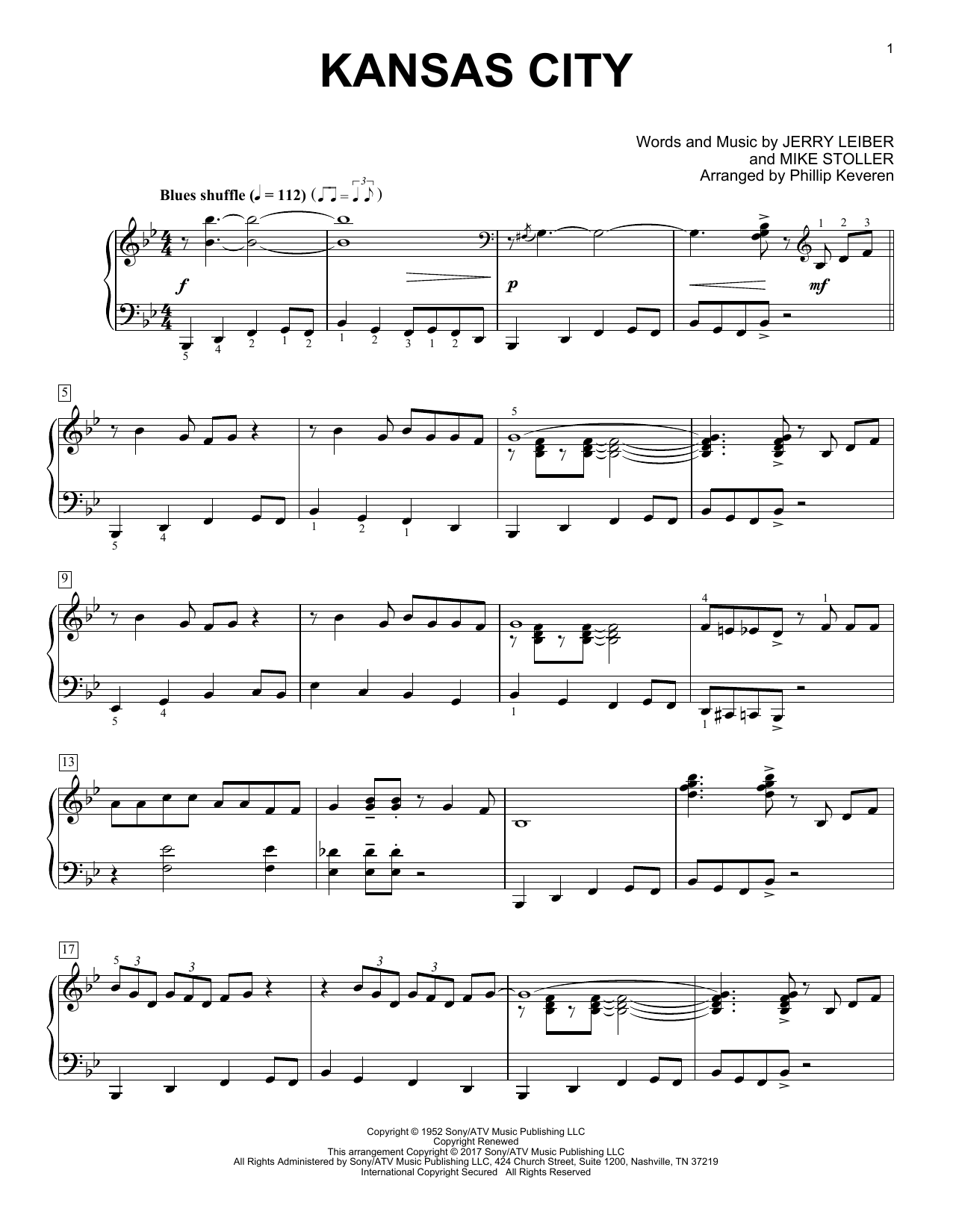 Phillip Keveren Kansas City Sheet Music Notes & Chords for Piano Solo - Download or Print PDF