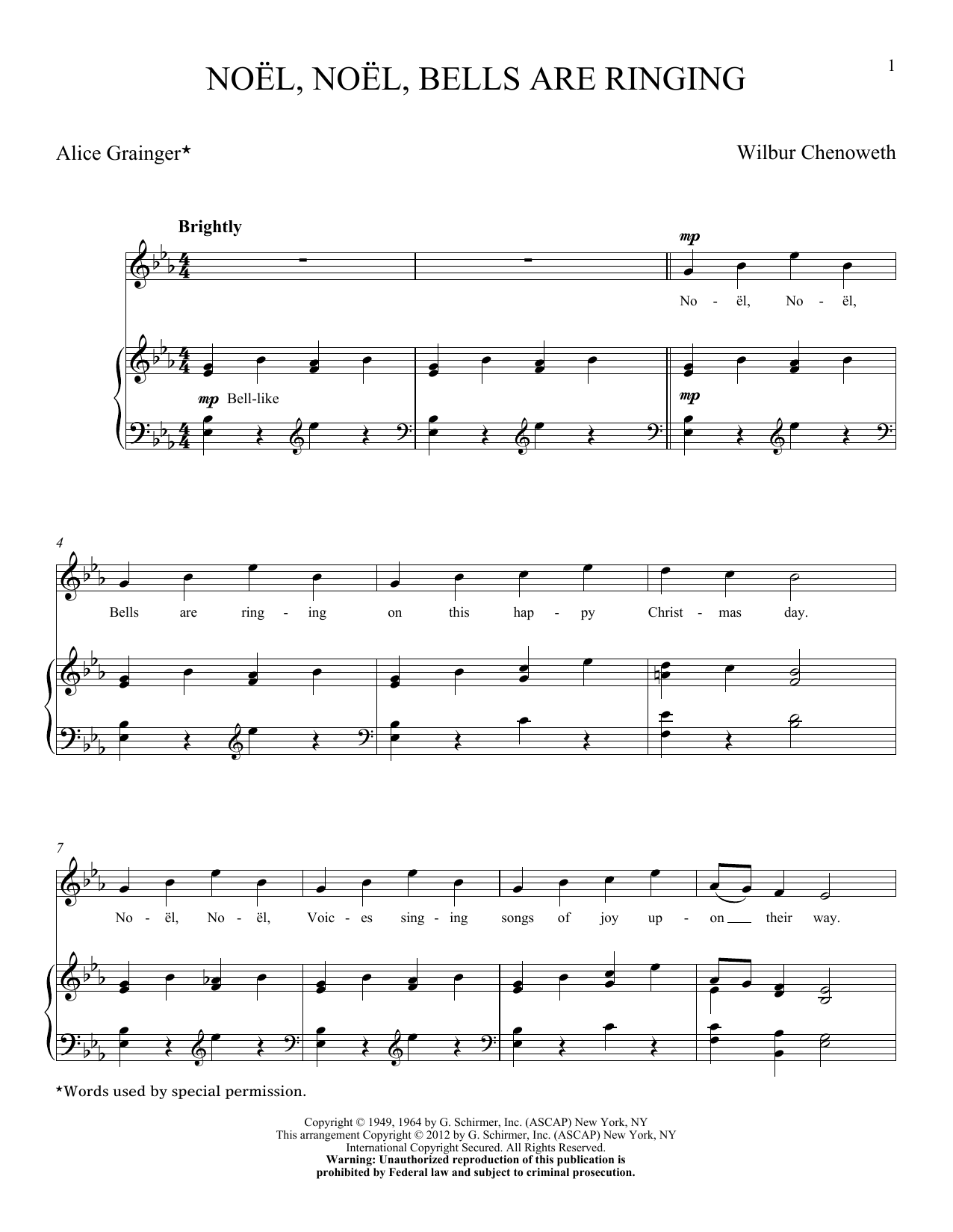 Wilbur Chenoweth Noel, Noel, Bells Are Ringing Sheet Music Notes & Chords for Piano & Vocal - Download or Print PDF