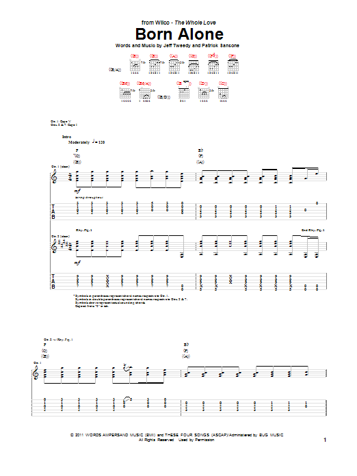 Wilco Born Alone Sheet Music Notes & Chords for Guitar Tab - Download or Print PDF