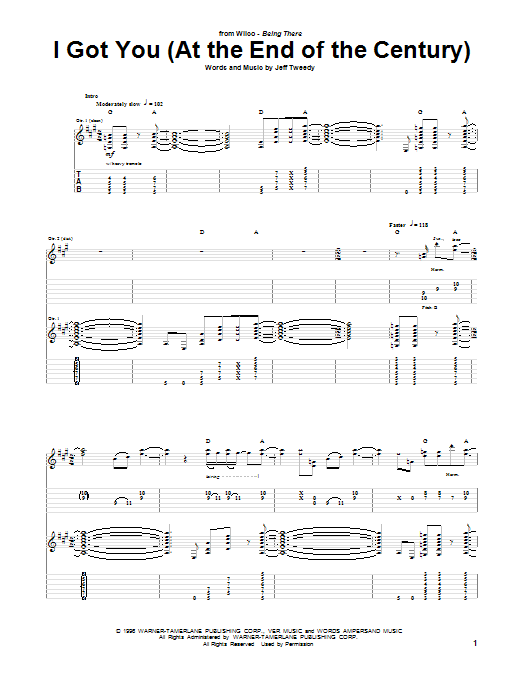 Wilco I Got You (At The End Of The Century) Sheet Music Notes & Chords for Guitar Tab - Download or Print PDF