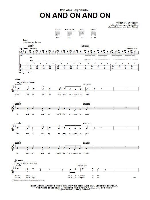 Wilco On And On And On Sheet Music Notes & Chords for Guitar Tab - Download or Print PDF