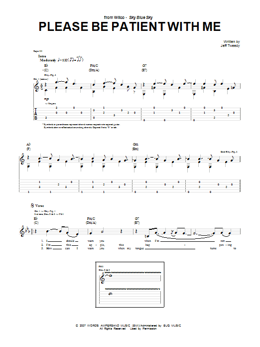 Wilco Please Be Patient With Me Sheet Music Notes & Chords for Guitar Tab - Download or Print PDF