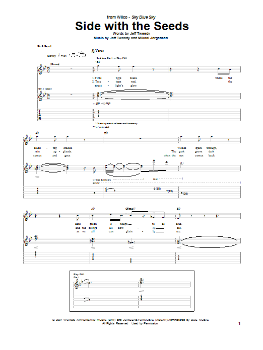 Wilco Side With The Seeds Sheet Music Notes & Chords for Guitar Tab - Download or Print PDF Wilco Side With The Seeds Sheet Music Notes & Chords for Guitar Tab - Download or Print PDF