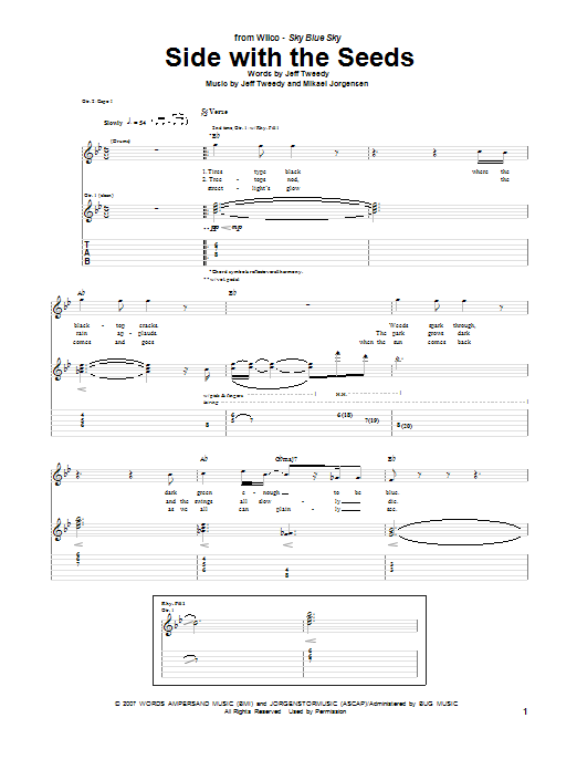 Wilco Side With The Seeds Sheet Music Notes & Chords for Guitar Tab - Download or Print PDF