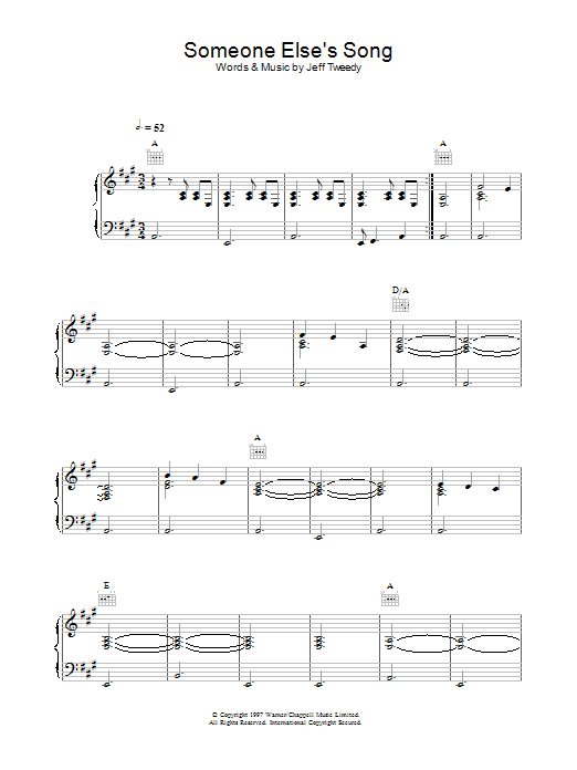 Wilco Someone Else's Song Sheet Music Notes & Chords for Piano, Vocal & Guitar (Right-Hand Melody) - Download or Print PDF