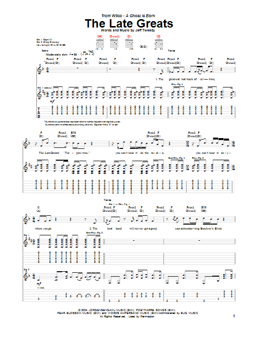 Wilco The Late Greats Sheet Music Notes & Chords for Guitar Tab - Download or Print PDF