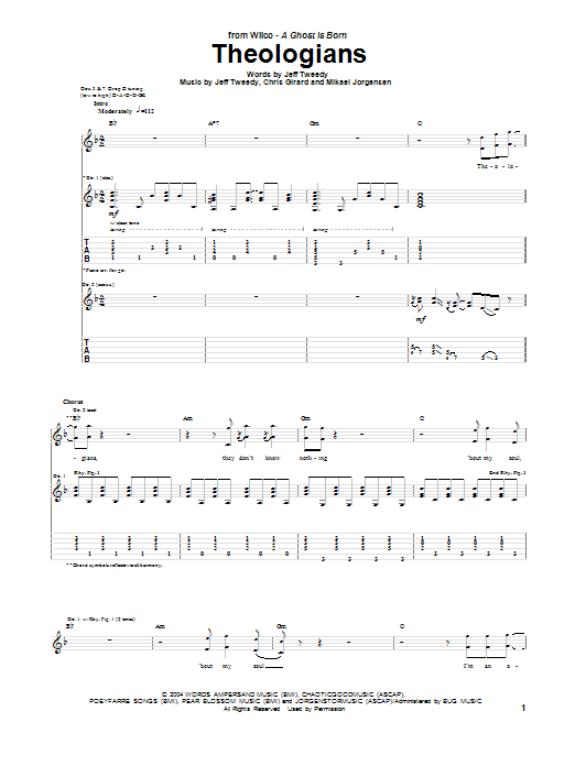 Wilco Theologians Sheet Music Notes & Chords for Guitar Tab - Download or Print PDF
