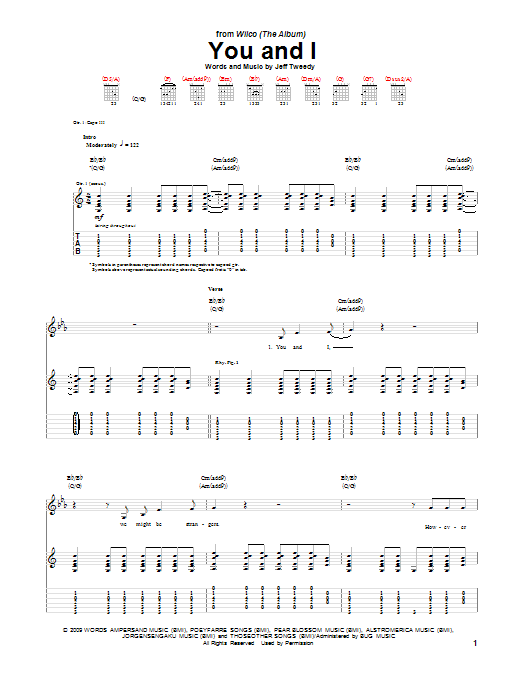 Wilco You And I Sheet Music Notes & Chords for Guitar Lead Sheet - Download or Print PDF