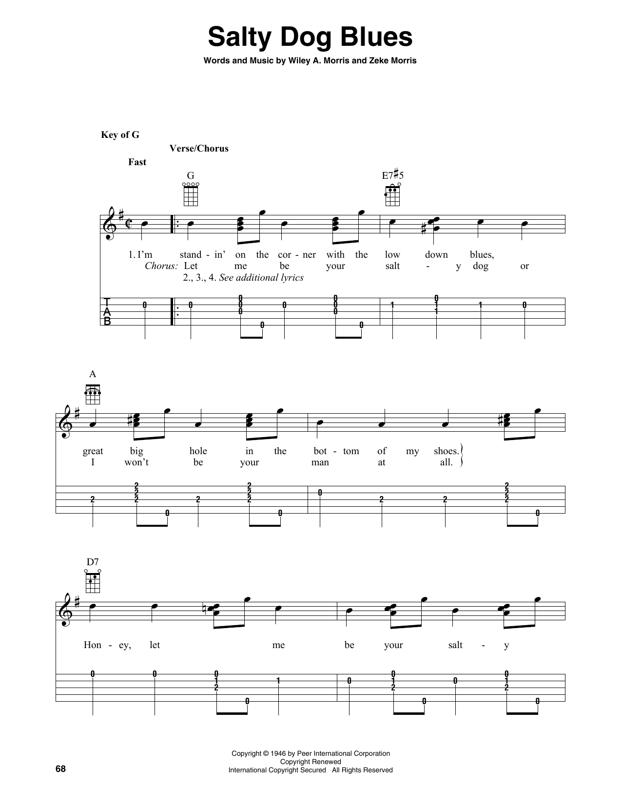 Wiley A. Morris Salty Dog Blues Sheet Music Notes & Chords for Banjo Tab - Download or Print PDF