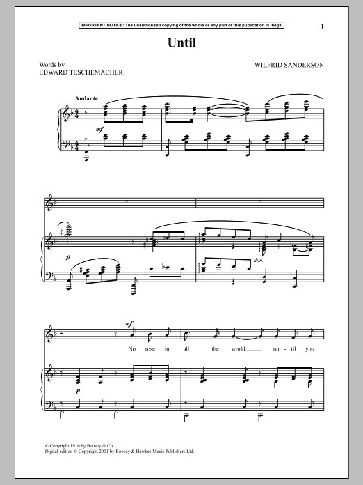 Wilfrid Sanderson Until Sheet Music Notes & Chords for Piano & Vocal - Download or Print PDF