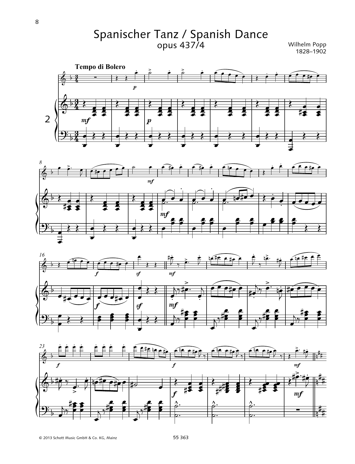 Wilhelm Popp Spanish Dance Sheet Music Notes & Chords for Woodwind Solo - Download or Print PDF