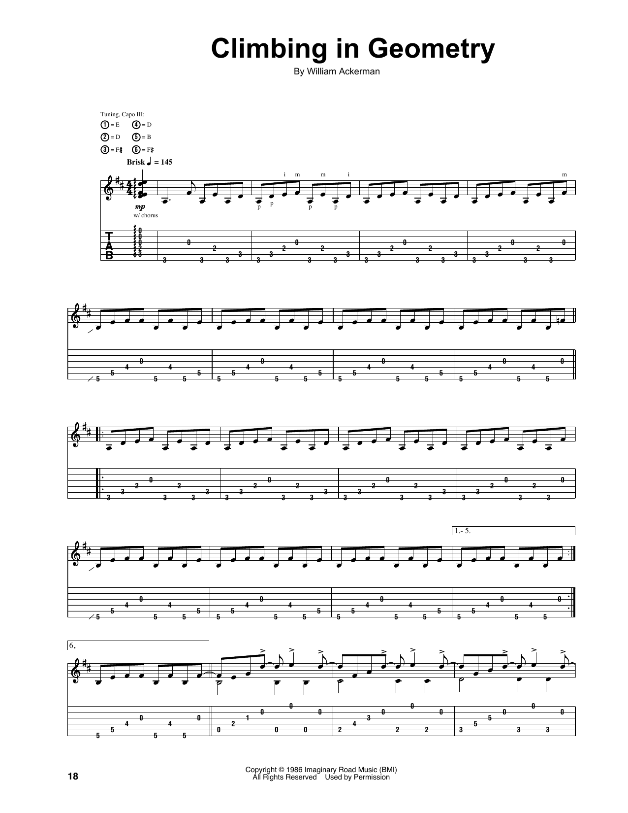 Will Ackerman Climbing In Geometry Sheet Music Notes & Chords for Guitar Tab - Download or Print PDF