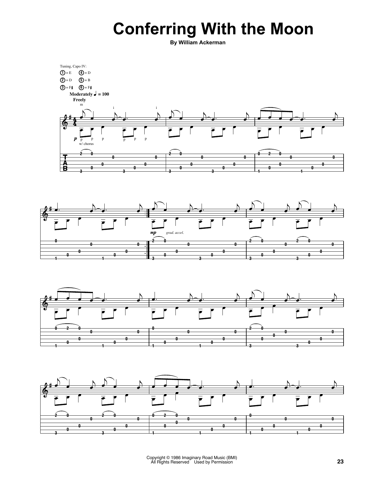 Will Ackerman Conferring With The Moon Sheet Music Notes & Chords for Guitar Tab - Download or Print PDF